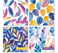 Thank You Cards Multipack of 16. Each Greeting Cards Pack includes 4 Colourful designs. 115 x 115mm. Blank Inside. Envelopes included. Made in UK.