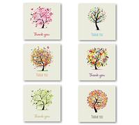Thank You Cards Multipack of 24. Each Greeting Cards Pack includes 6 Tree designs. 115 x 115mm. Blank Inside. Envelopes included. Made in UK.
