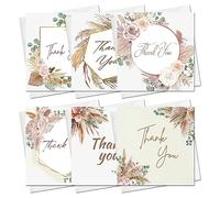Thank You Cards Multipack of 28 Greeting Cards Pack 7 Different Boho Designs With Blank Inside & Envelopes Ideal For Wedding Birthday Baby Shower Thankyous