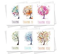 Thank You Cards Multipack of 30 ThankYou Cards With Envelopes Includes 6 Colourful Wish Tree Designs With Blank Inside - Thankyou Card Pack