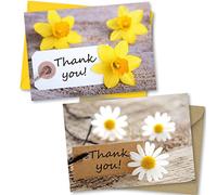 Thank You Cards Multipack of 6. Each Greeting Cards Pack Includes 2 Flower Designs. 105 x 148mm. Blank Inside. Envelopes Included. Made in UK.