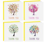 Thank You Cards Multipack of ThankYou Cards With Envelopes Includes 6 Colourful Wish Tree Designs With Blank Inside - Thankyou Card Pack Baby Shower Wedding Birthday Teacher