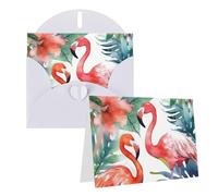 Thank You Cards Set Of 1 With Envelopes, Flamingos Watercolor Tropics 4x6 Inch Greeting Card For Personalized Notes Formal All Occasion Cards Suitable For Small Business, Baby Shower, Wedding