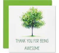 Thank You Cards - Thank You For Being Awesome Colourful Green Tree - Thankyou Cards for Him Her Men Women, Heartfelt Appreciation Card, 145mm So Much Greeting Gifts