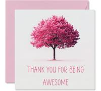Thank You Cards Thank You For Being Awesome | Colourful Pink Tree, Thankyou Cards for Her or Him Women and Men, Heartfelt Appreciation Card, 145mm So Much Greeting Gifts