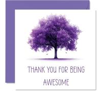 Thank You Cards - Thank You For Being Awesome Colourful Purple Tree - Thankyou Cards for Him Her Men Women, Heartfelt Appreciation Card, 145mm So Much Greeting Gifts