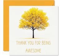 Thank You Cards - Thank You For Being Awesome Colourful Yellow Tree - Thankyou Cards for Him Her Men Women, Heartfelt Appreciation Card, 145mm So Much Greeting Gifts