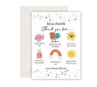 Thank You Cards Thank You Gift Personalised Teacher Gifts Thanks You Teacher Cards Greeting Card A5 Card with Envelopes for Women Men Teachers Tutor Teaching Assistant End of Term Gifts(Design1)