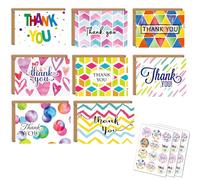 Thank You Cards with Envelopes, 24 Pack Watercolor Greeting Cards, 36PCS Free Stickers, Blank Paper, Assorted Decor Cards, Stylish Color Covers, for Wedding, Teachers, Kids