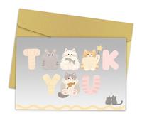 Thank You Cat Cards, Cute Cat Pattern Blank Thank You Notes with Envelopes, Unique Personalised Greeting Cards for Neighbors, Pet Sitters, Party Hosts, Volunteer Gifts & Post Gift Gratitude