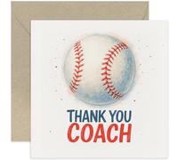 Thank You Coach Card - Baseball Player - Simple Appreciation Design - Great Gift for Mentor or Trainer - Blank Inside with Envelope