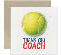 Thank You Coach Card - Tennis Player - Simple Appreciation Design - Great Gift for Mentor or Trainer - Blank Inside with Envelope