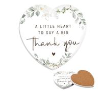 Thank You Coasters Ceramic Beer Mats A Little Heart to Say A Big Thank You Gift Water absorption Cup Mat with Non-slip Cork Base Drink Pad for Coffee Mug, Wine Glasses, Bottles, Home Bar Decor
