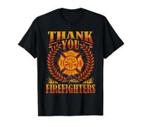 Thank You Firefighters Family Firefighting Appreciation Fire Value Graphic T-Shirt, Men, Black, L