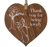 Thank You For Being Lovely Dark Wooden Heart Sign Plaque, Thank You Gift Secret Santa Mothers Day, Thank You Gifts for Women Wood Hearts Plaques Present Christmas Birthday Valentines