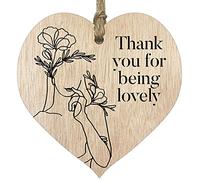 Thank You For Being Lovely Light Wooden Heart Sign Plaque, Thank You Gift Secret Santa Mothers Day, Thank You Gifts for Women Wood Hearts Plaques Present Christmas Birthday Valentines