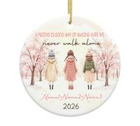 Thank You for Being Mine - Custom Friendship Xmas Ornament with Names Double-Sided Personalized Ceramic Best Friend Ornament for Women Custom 2026 Xmas Keepsake with Names and Cartoon Figure