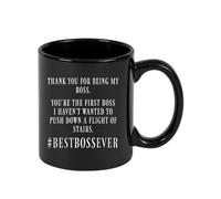 Thank You for Being My Boss, Best Boss Ever Gift, Full Coloured Frosted Coffee Mug. (Black)