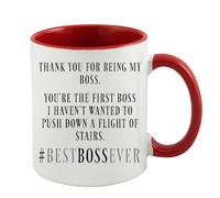 Thank You for Being My Boss, Best Boss Ever Gift, Inside Coloured Mug, Ceramic Coffee, Tea Mug. (Red)