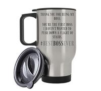 Thank You for Being My Boss, Best Boss Ever Gift, Insulated Travel Mug, Tea, Coffee Mug. (Silver)