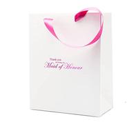 Thank You for Being My Maid of Honour Gift Bag Wedding Gift Bag (Portrait (10 X 8 X 4 Inch) White/Pink)