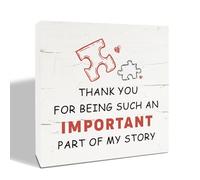 Thank You for Being Such An Important Part of My Story Sign, Thank You Sign Decor, Rustic Box Sign Decor Tabletop, White Wooden Box Sign, Thank You Gift for Teacher, Family Members 5 x 5 Inches