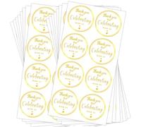 Thank You for Celebrating with Us Stickers, 1.5 Inch Round Clear Glitter Wedding Labels Glitter Seal Stickers Labels, Gold Self-Adhesive Labels (504 Pcs)