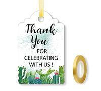 Thank You for Celebrating with Us Tags, Greenery Thank You Tags for Wedding Favors, Bridal Showers, Birthdays, Parties and Baby Showers, Thank You Gift Tags with String, 50 Count.