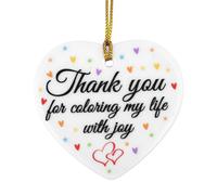 Thank You for Coloring My Life with Joy Plaque, Ceramic Heart Keepsake Hanging Friendship Sign Crafts Friendship Gift Bestie Sister Teacher Appreciation Gift Hang Ornament for Wall Door Decor