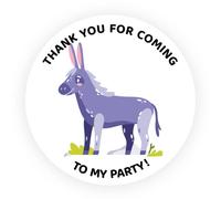 Thank You for Coming to My Party Donkey Stickers - Pets Collection 1 - Water Resistant 37mm Satin Plastic Labels (Pack of 24)