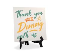 Thank You for Dining with Us 5"x 5" Square Table Sign With Acrylic Easel | Restaurant & Cafe Decor