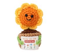 Thank You For Helping Me Grow Crochet Sunflower, Handmade Teacher Appreciation Gifts, Inspirational Decor for Teachers, Teaching Assistants, 9.5 cm x 5.5 cm Desk Decoration