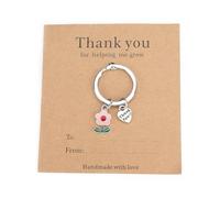 Thank You for Helping Me Grow Personalised Creative Flower Keychain, Stainless Steel Keyring Gift for Mum, Sister, Good Friend, Couples, Birthday, And Travel Keepsake, Gifts for Someone Traveling