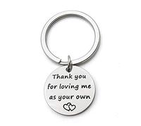 Thank You for Loving Me As Your Own Keychain Letters Tag Pendant Key Ring Chains for Gifts Cost-effective and Durable, 2.5x2.5cm, other gemstones, Silver