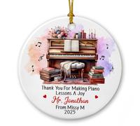 Thank You For Making Piano Lesson A Joy Christmas Tree Hanging Ornament Ceramic Christmas Decorations Double Sided Xmas Pendant For Home Decor Kitchen Holiday