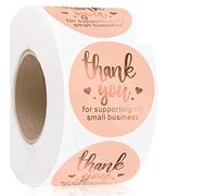 Thank You for Supporting My Small Business Stickers Labels 3.8CM/ 1.5INCH Font Round 500 Labels Per Roll for Business Owners, Online Retailers, Shops to Use on Bags, Boxes and Envelope (Pink)