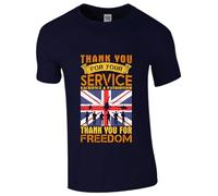 Thank You for Your Service T Shirt Military Veterans Thank You for Your Service Military Gifts for Men Women Veterans Day UK Flag Unisex Adult Kids Tee Top Navy