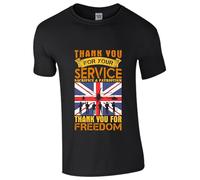 Thank You for Your Service T Shirt Military Veterans Thank You for Your Service Military Gifts for Men Women Veterans Day UK Flag Unisex Adult Kids Tee Top Black