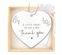 Thank You Gift, A Little Heart to Say A Big Thank You Ceramic Heart Plaque with Box, Hanging Keepsake Ornaments Sentimental Gift for Women Men Friends Teacher Nurse Worker