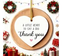 Thank You Gift,Appreciation Gift,Sentimental Gift for Women Men Heart Keepsake Plaque with "A Little Heart to Say a Big Thank You",White Acrylic Hanging Ornament for Teacher,Nurse,Colleague,Friend