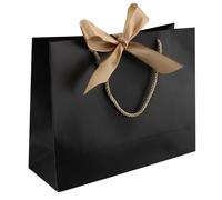 Thank You Gift Bags with Handle 30x20x10cm Welcome Elegant Gifts Bag with Bow Ribbon for Mother's Day Wedding Graduation Bridesmaid Baby Shower Birthday Housewarming (Black, 50Pack)
