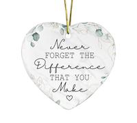 Thank You Gift, Ceramic Hanging Keepsake Ornaments Gift, Never Forget The Difference That You Make, Heart Shape Thankyou Plaque for Women Men Coworkers Teachers