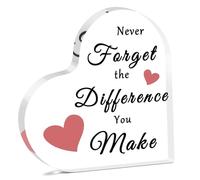 Thank You Gift for Colleague Women Men Acrylic Plaque for Coworkers Going Away Farewell Retirement Gifts Inspirational Motivational Gift for Counselor Boss Employee Teacher Heart Shaped Acrylic Plaque