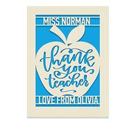 Thank You Gift for Nursery Teacher Card Personalised Accompanying by Hardworking Teacher Personalised Teachers Gifts of End of Year School Love from Lovely Children with Envelopes(Blue)