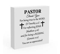 Thank You Gift for Pastor Gift for Men Women Pastor Appreciation Gifts Home Office Desk Wood Sign Inspirational Gifts for Pastor Birthday Anniversary Christian Tabletop Gift Religious Scripture Gift