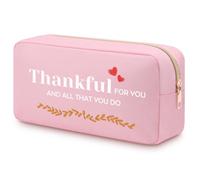 Thank You Gift for Women Girls Pink Makeup Bag Appreciation Gifts for Female Friends Sister Mom Inspirational Gift for Employee Farewell Coworker Leaving Gifts Double Side Toiletry Bag