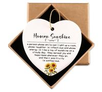 Thank You Gift for Women Human Sunshine Christmas Ornament Ceramic Sign Heart Plaque Inspirational Appreciation Friendship Gifts for Mom Aunt Sister Daughter Teachers Friends Coworkers