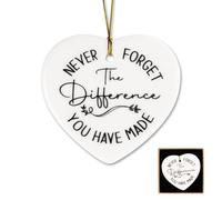 Thank You Gift for Women Men, Never Forget The Difference That You Make Ceramics Heart Decoration Keepsake, Farewell Retirement Appreciation Gifts for Coworkers, Teachers, Managers