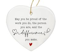 Thank You Gift, May You Be Proud of the Work You Do the Person You Are and the Difference You Make Ceramic Heart Plaque, Appreciation Sentimental Gift for Coworkers Teacher Nurse Worker