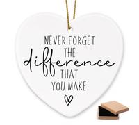 Thank You Gift, Never Forget the Difference you Make Ceramic Heart Plaque | Positive Affirmation Thank You Plaque, Appreciation Gifts for Women Colleagues Teachers Friends Retirement Farewell